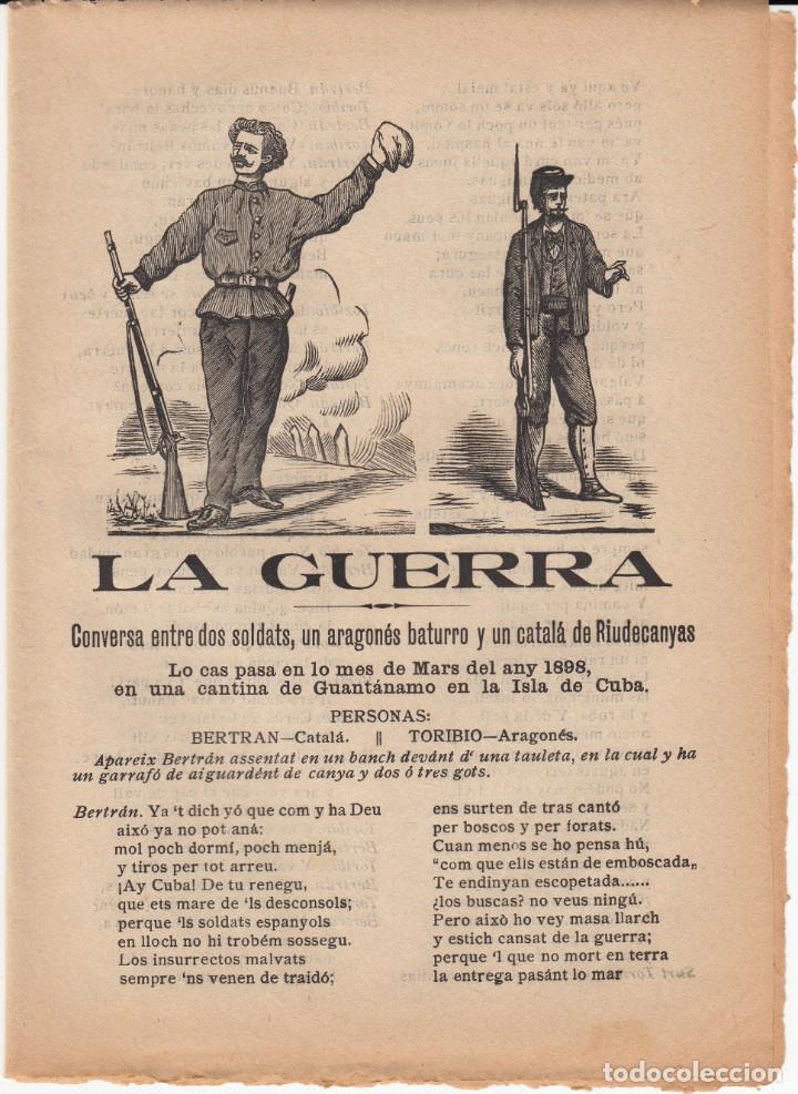 Coleccionismo de revistas y peri&oacute;dicos: LA GUERRA CONVERSA DE DOS SOLDATS UN D'ARAGON&Eacute;S I L'ALTRE DE RIUDECANYES REUS - SIGLO XIX