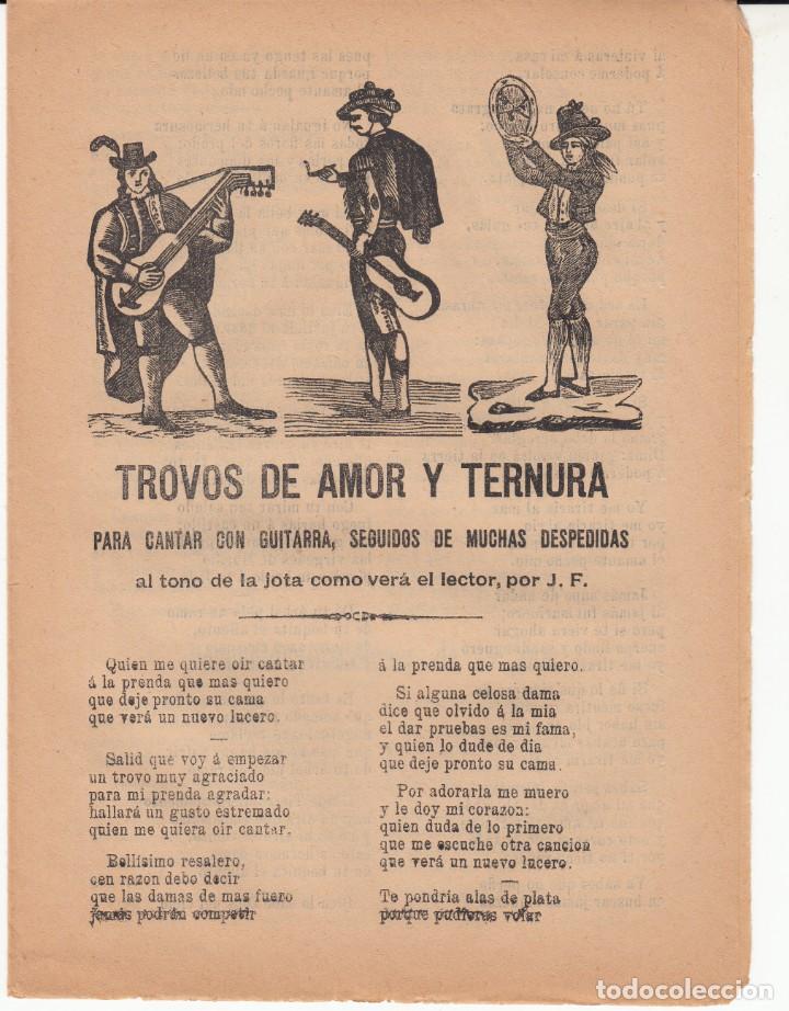 Coleccionismo de Revistas y Peri&oacute;dicos: TROVOS DE AMOR Y TERNURA - - EDITA JUAN GRAU EN REUS - SIGLO XIX
