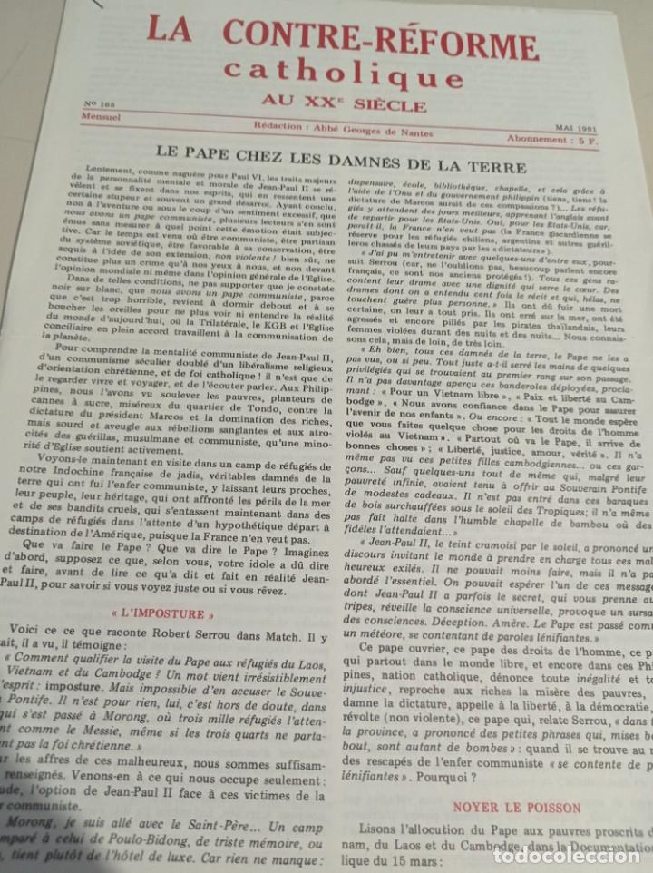 Collection Magazines and Newspapers: BOLETIN LA CONTRE-R&Eacute;FORME CATHOLIQUE AU XX SIECLE ( EDICI&Oacute;N FRANC&Eacute;S). N&ordm; 165 - MAYO 1981 REF. UR GAR
