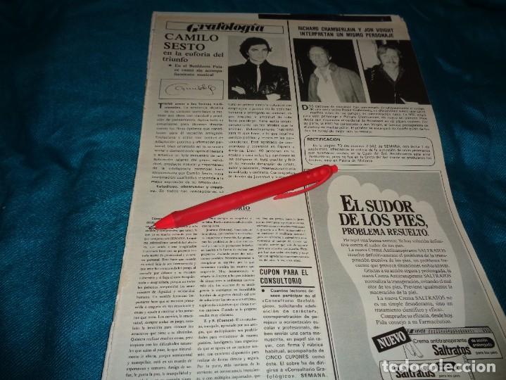 Coleccionismo de revistas y peri&oacute;dicos: RECORTE : CAMILO SESTO, EN LA EUFORIA DEL TRIUNFO. SEMANA, SPTMBRE 1984(#)