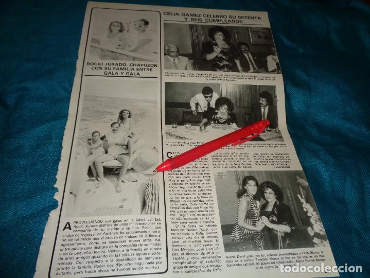 Coleccionismo de Revistas y Peri&oacute;dicos: RECORTE : NORMA DUVAL CON CELIA GAMEZ. ROCIO JURADO CON SU FAMILIA. SEMANA, SPTMBRE 1984(#)