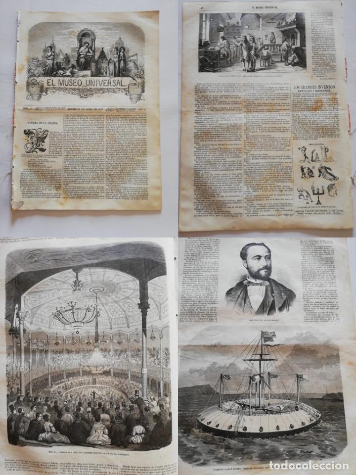 Colecionismo de Revistas e Jornais: EL MUSEO UNIVERSAL: A&ntilde;o XI, N&ordm;16 ABRIL1867. Grabados: Madrid circo pr&iacute;ncipe Alfonso, bater&iacute;a Rutter