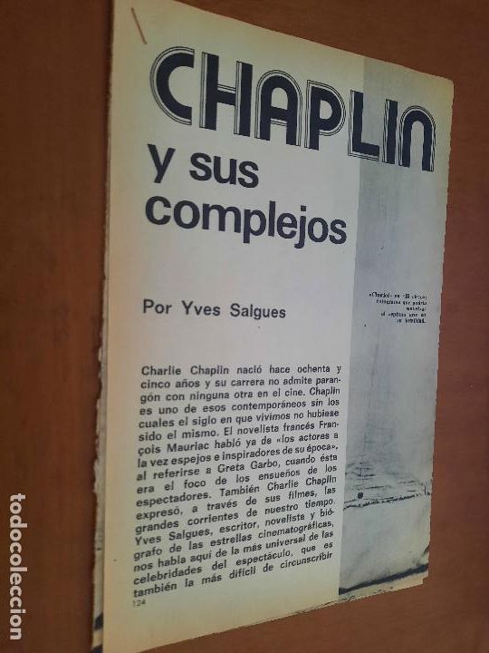 Coleccionismo de Revistas y Peri&oacute;dicos: CHAPLIN Y SUS COMPLEJOS 16 P&Aacute;GINAS. ARTICULO EXTRAIDO DE UNA REVISTA. BUEN ESTADO.