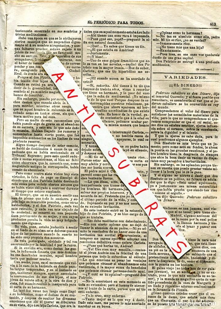 Coleccionismo de Revistas y Peri&oacute;dicos: PERIODICO A&Ntilde;O 1875 PODEROSO DINERO ES DON DINERO QUEVEDO