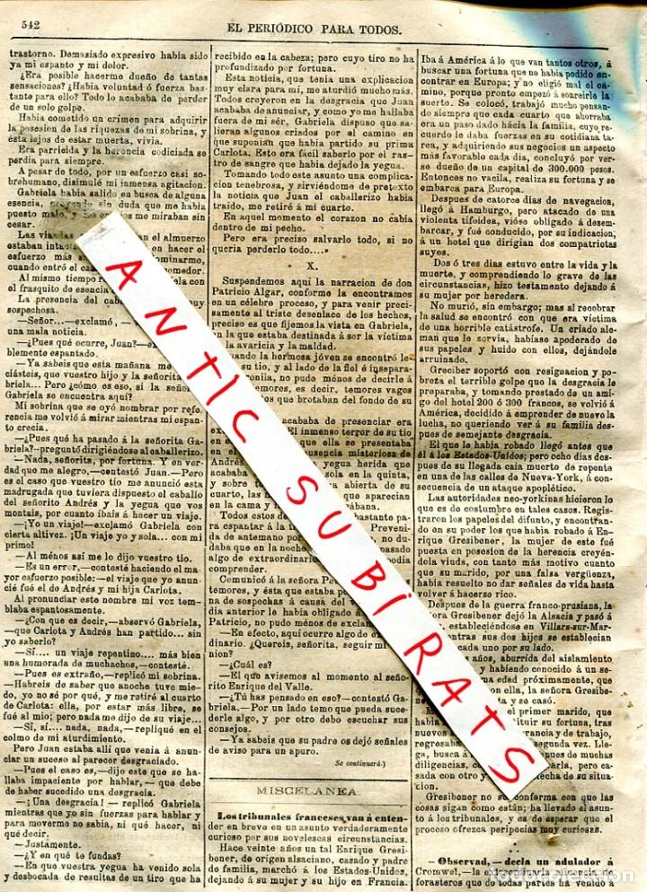 Coleccionismo de revistas y peri&oacute;dicos: PERIODICO A&Ntilde;O 1875 ENRIQUE GRESIBENER ALSACIA EMIGRANTE DE ALSACIA FRANCIA A ESTADOS UNIDOS USA