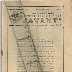 Coleccionismo de Revistas y Periódicos: 1922 Nº1 BUTLLETÍ CENTRE EXCURSIONISTA ”AVANT” MANRESA - CONSERVATORI 4, PASSEIG PERE III (7)