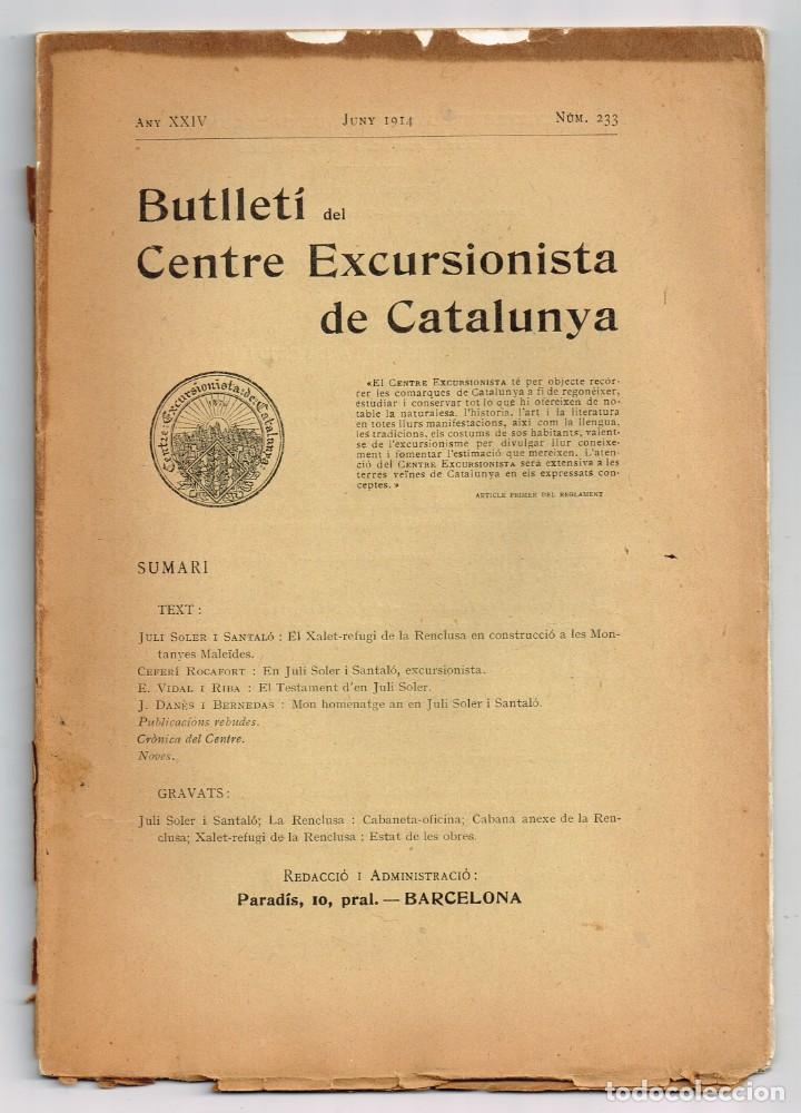 Coleccionismo de Revistas y Peri&oacute;dicos: 1914 BUTLLET&Iacute; DEL CENTRE EXCURSIONISTA DE CATALUNYA N&ordm; 233 - PARAD&Iacute;S 10, BARCELONA