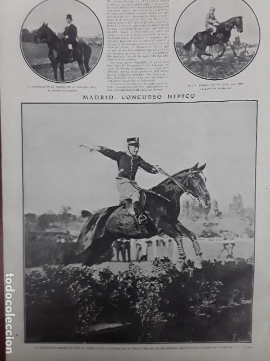 Collezionismo di Riviste e Giornali: CONCURSO HIPICO MADRID TIRO PICHON CHOQUE TRENES BENICARLO ALCALA CHISVERT MARQUES AYERBE A&Ntilde;O 1908