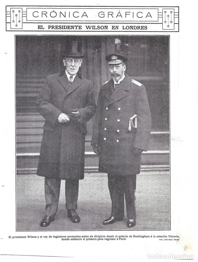 Sammeln von Zeitschriften und Zeitungen: 1919 HOJA REVISTA LONDRES PRESIDENTE WILSON DE ESTADOS UNIDOS CON REY JORGE V DE INGLATERRA