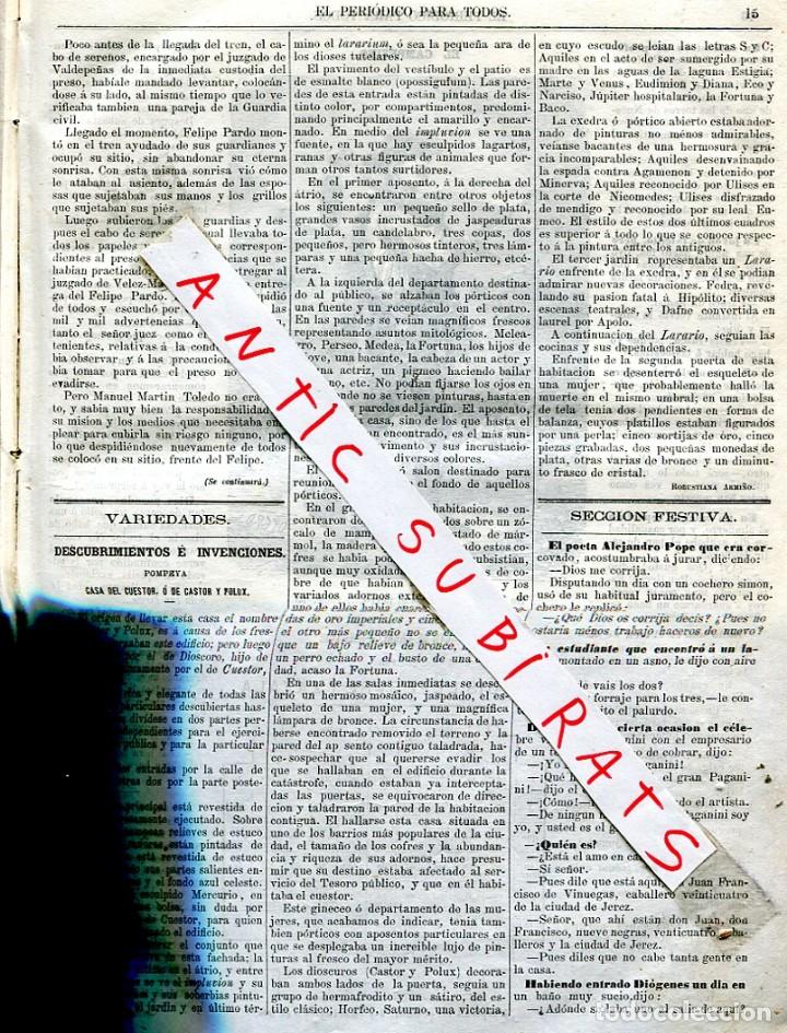 Coleccionismo de revistas y peri&oacute;dicos: PERIODICO A&Ntilde;O 1873 CASA DEL CUESTOR CASTOR POLUX POMPEYA