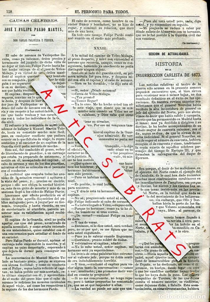 Coleccionismo de Revistas y Peri&oacute;dicos: PERIODICO 1873 TERCERA GUERRA CARLISTA NOUVILAS PAMPLONA OLLO DORREGARAY SALINAS DE ORO VELASCO