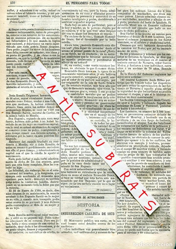 Coleccionismo de Revistas y Peri&oacute;dicos: PERIODICO 1873 TERCERA GUERRA CARLISTA CALDES D MONTBUI ELGOIBAR SANTO&Ntilde;A CASTOR CASTRO URDIALES DEVA
