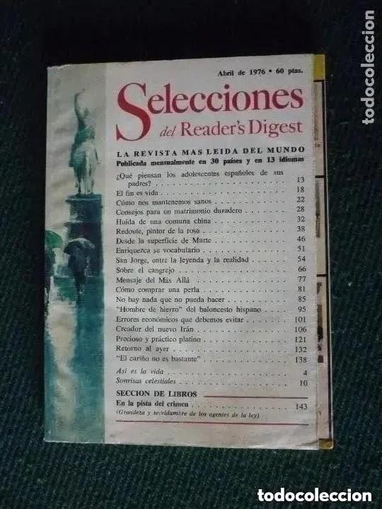 Coleccionismo de revistas y peri&oacute;dicos: Revista selecciones reader&acute;s digest abril 1976