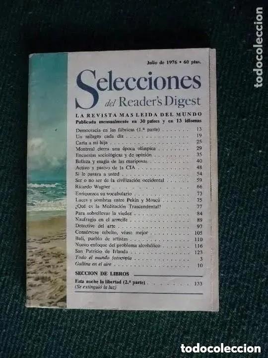 Coleccionismo de revistas y peri&oacute;dicos: Revista selecciones reader&acute;s digest julio 1976