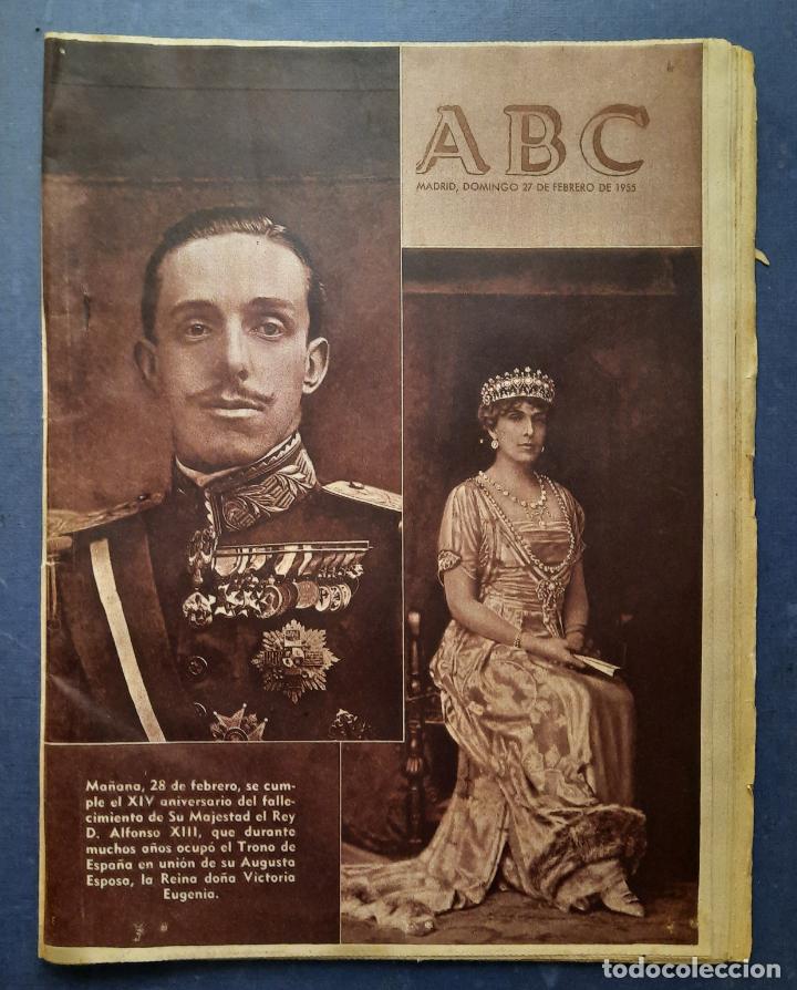 Coleccionismo de Revistas y Peri&oacute;dicos: ABC 27 FEBRERO 1955. XIV ANIVERSARIO DEL FALLECIMIENTO DE ALFONSO XIII
