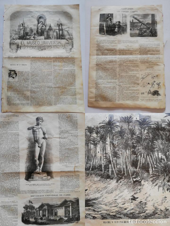Coleccionismo de revistas y peri&oacute;dicos: EL MUSEO UNIVERSAL:1867 A&ntilde;o XI, N&ordm;21.Grabados: Palmeral Elche, Himeneo de Ger&oacute;nimo Su&ntilde;ol, Casa Suiza