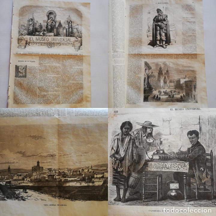 Coleccionismo de revistas y peri&oacute;dicos: EL MUSEO UNIVERSAL: 1867 A&ntilde;o XI, N&ordm;24.Grabados: Gerona, Aldeano de Fuentetoba Soria, Guanajuato plaz