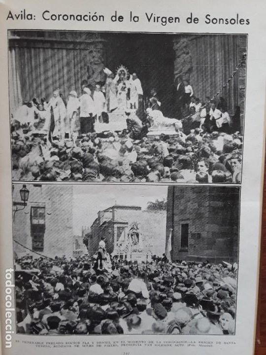 Collection Magazines and Newspapers: CORONACION VIRGEN SONSOLES AVILA OBISPO CARDENAL CASA&Ntilde;AS CAPILLA AUDIENCIA OBJETOS CULTO A&Ntilde;O 1934