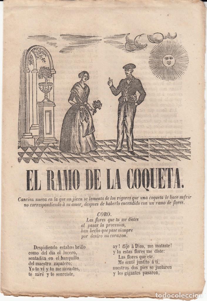 Coleccionismo de revistas y peri&oacute;dicos: PLIEGO CORDEL - ROMAN&Ccedil;OS EL RAMO DE LA COQUETA - IMPRENTA JOS&Eacute; TORRAS EN BARCELONA - 1858