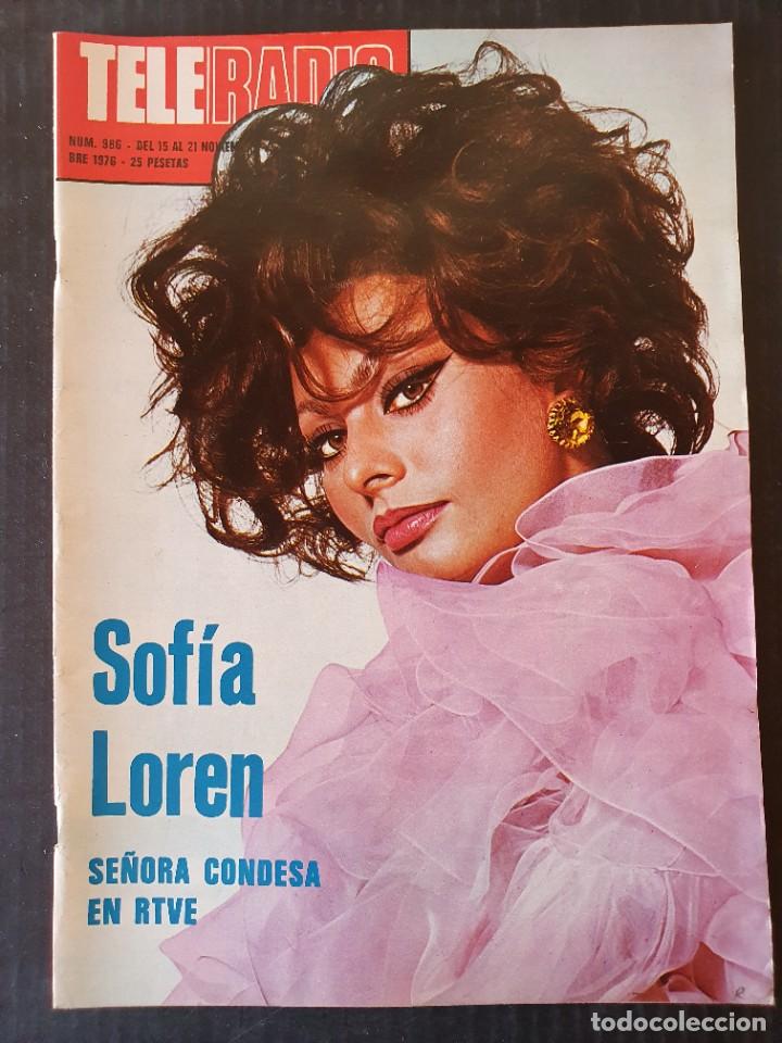 Coleccionismo de Revistas y Peri&oacute;dicos: TELE RADIO N&ordm; 986 - 1976 - SOFIA LOREN CONDESA DE HONG-KONG