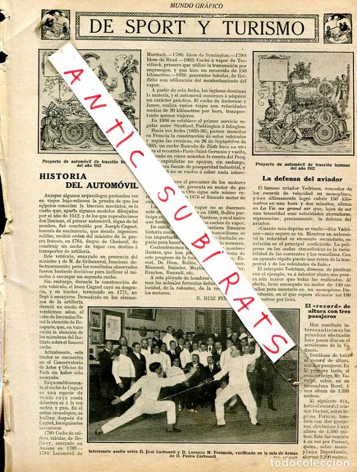 Coleccionismo de Revistas y Peri&oacute;dicos: RECORTE DE PRENSA A&Ntilde;O 1912 ESGRIMA JOSE CARBONELL LORENZO FRESNEDA PINTOR SIGALA MALLORCA