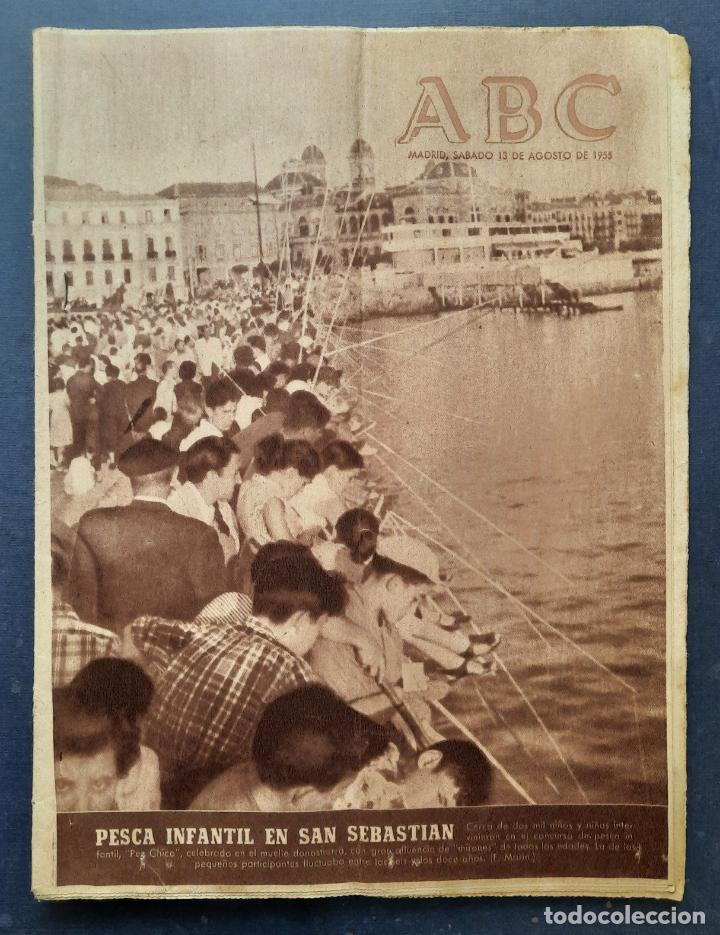 Coleccionismo de Revistas y Peri&oacute;dicos: ABC 13 AGOSTO 1955 - PESCA INFANTIL EN SAN SEBASTIAN.
