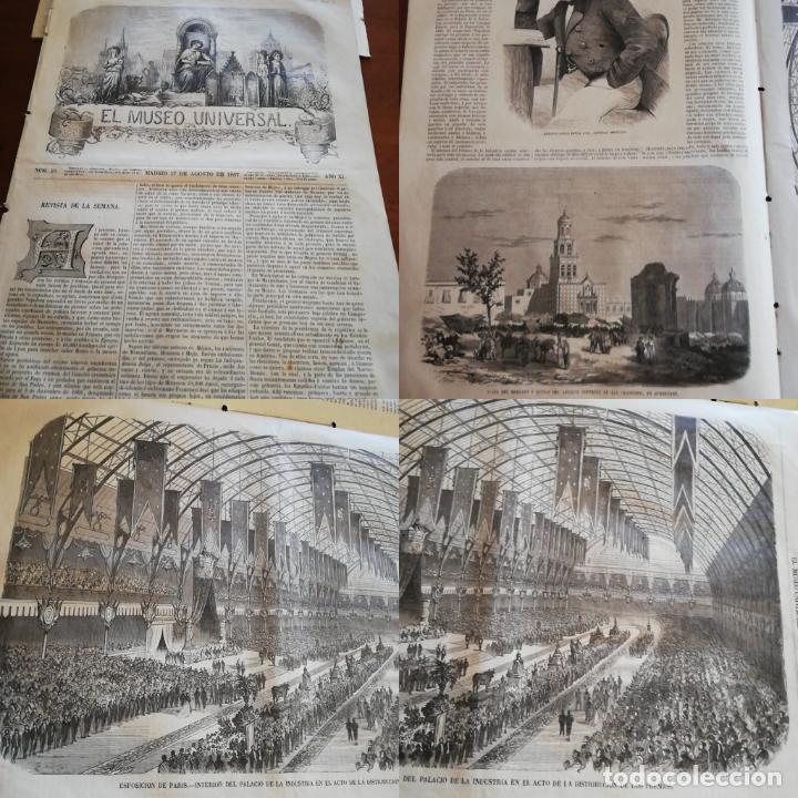 Coleccionismo de revistas y peri&oacute;dicos: EL MUSEO UNIVERSAL: 1867 A&ntilde;o XI, N&ordm;33,Grabados:Plaza constituci&oacute;n Quer&eacute;taro, Palacio de la industria