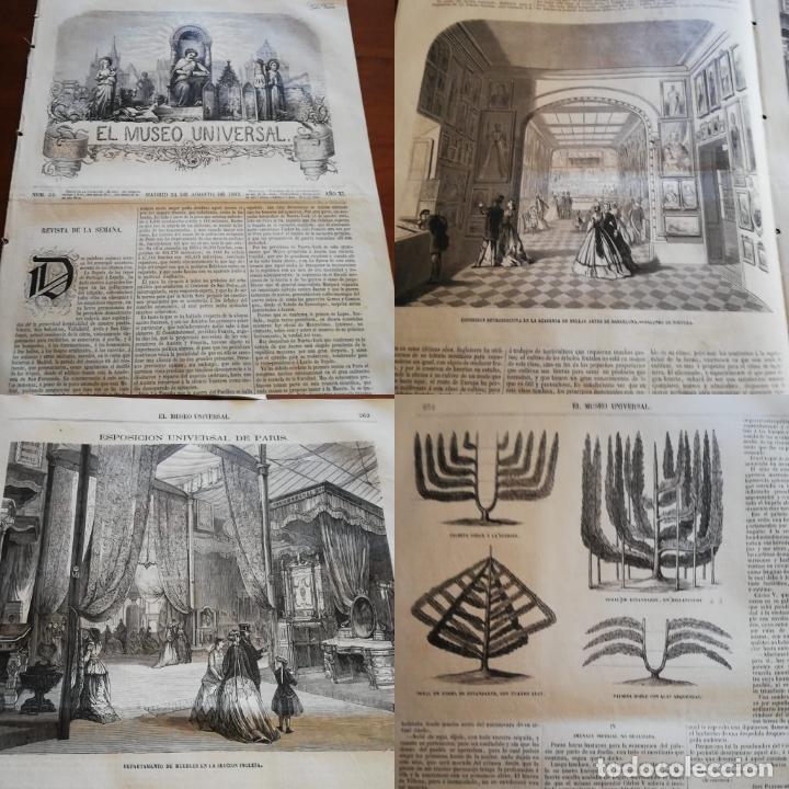 Coleccionismo de revistas y peri&oacute;dicos: EL MUSEO UNIVERSAL: 1867 A&ntilde;o XI, N&ordm;34,: Exposici&oacute;n BBAA Barcelona, muebles secci&oacute;n inglesa y sal&oacute;n