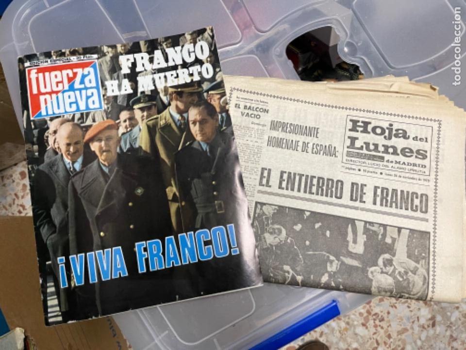 Coleccionismo de revistas y peri&oacute;dicos: FUERZA NUEVA FRANCO A MUERTO Y LA HOJA DEL LUNES ENTIERRO