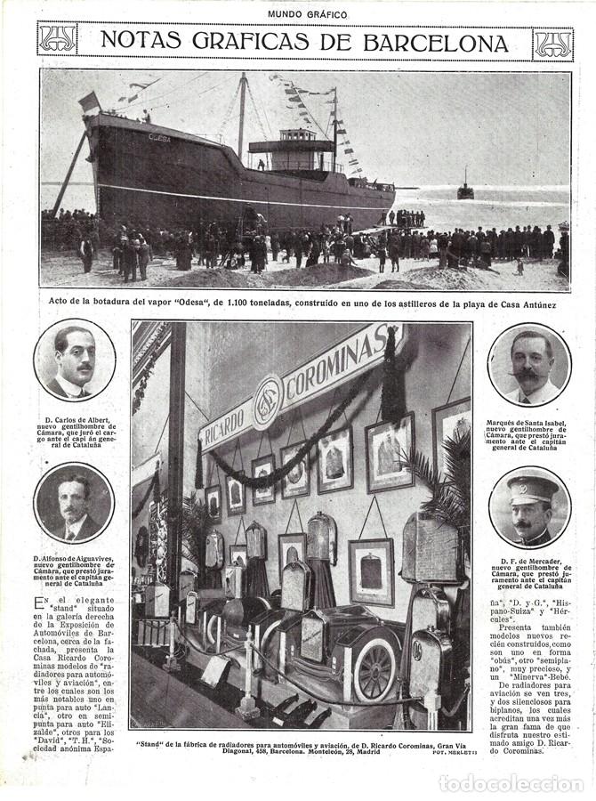 Coleccionismo de Revistas y Peri&oacute;dicos: 1919 HOJA REVISTA BARCELONA ASTILLEROS PLAYA DE CASA ANTUNEZ BOTADURA DEL BARCO DE VAPOR ODESA