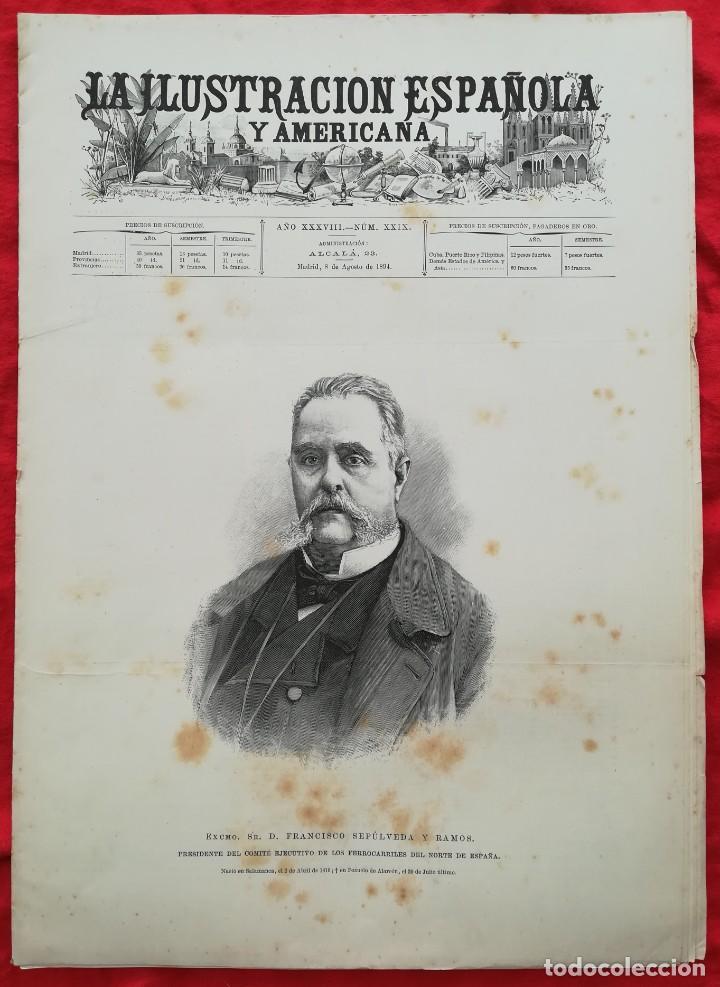 Coleccionismo de revistas y peri&oacute;dicos: ILU. ESP Y AME - 1894 - CHICAGO- FRANCIA - Regatas SAN SEBASTI&Aacute;N - BARCELONA escuadra inglesa