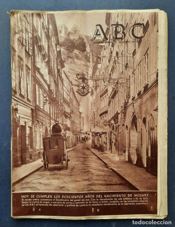 Coleccionismo de Revistas y Peri&oacute;dicos: ABC 27 ENERO 1956 - HOY SE CUMPLEN DOSCIENTOS A&Ntilde;OS DEL NACIMIENTO DE MOZART.