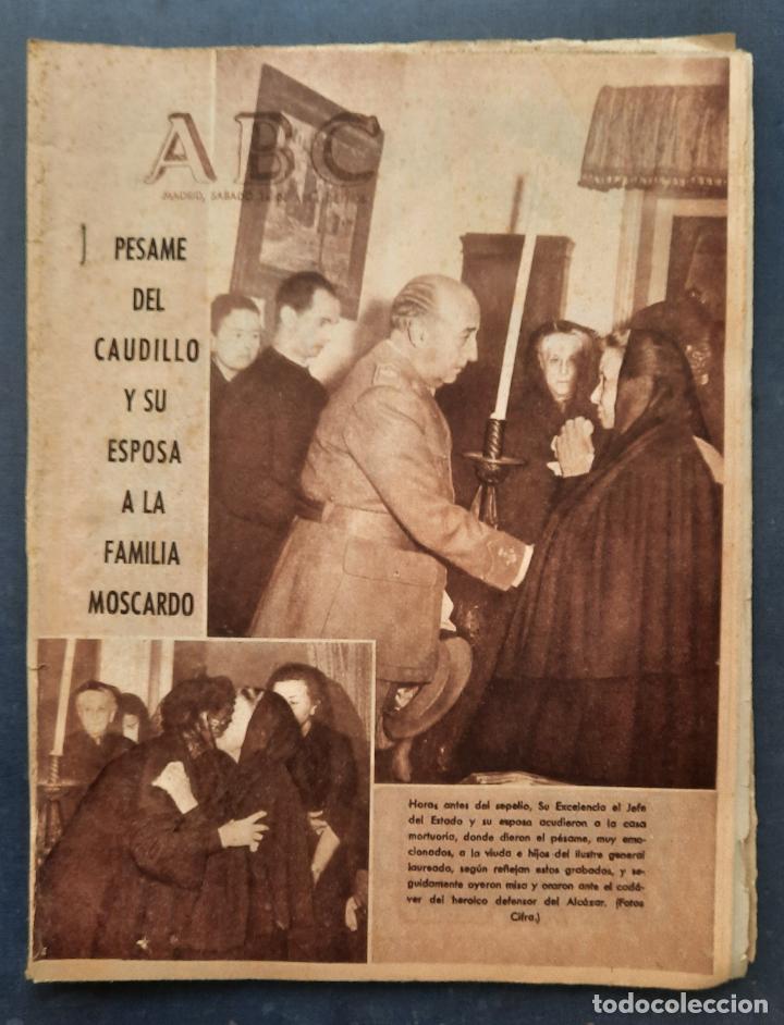 Coleccionismo de Revistas y Peri&oacute;dicos: ABC 14 ABRIL 1956 - P&Eacute;SAME DEL CAUDILLO Y SU ESPOSA A LA FAMILIA MOSCARD&Oacute;.