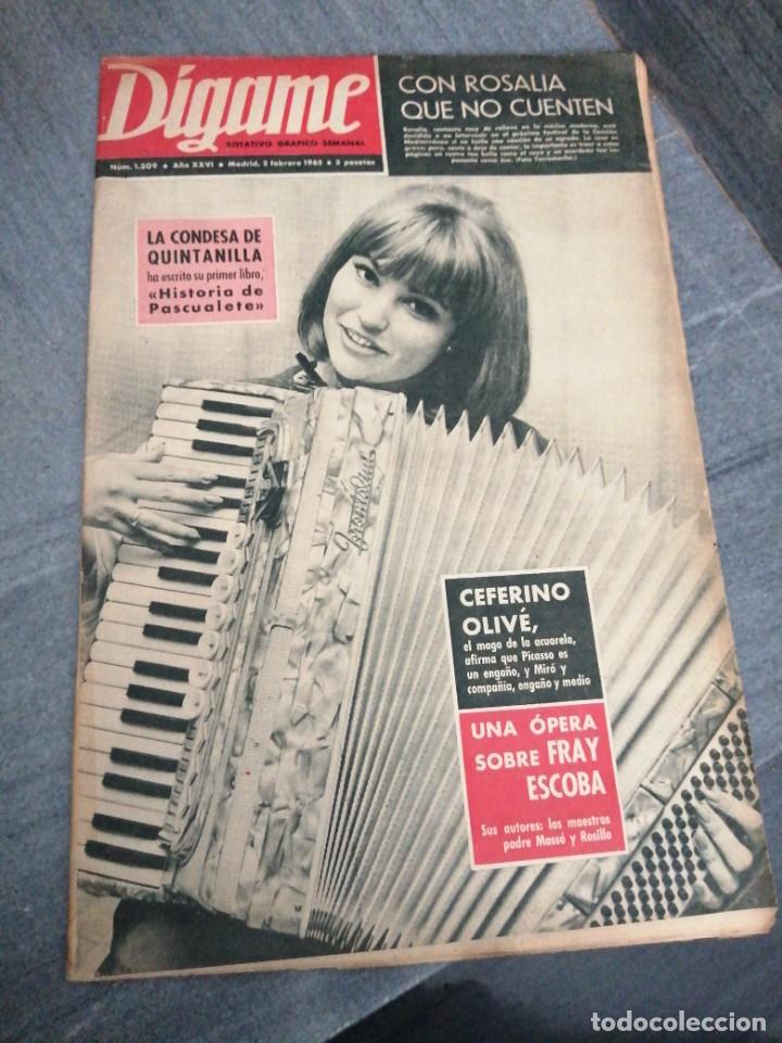Coleccionismo de revistas y peri&oacute;dicos: Peri&oacute;dico D&iacute;game N&deg; 1309 a&ntilde;o 1965 Rosal&iacute;a La condesa de quintanilla Fray Escoba