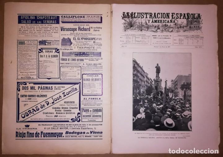 Colecionismo de Revistas e Jornais: LA ILU. ESP. Y A - 1907 -BARCELONA:RODALLA GALLEGA - MADRID:Ferrocarril ZARAGOZA ALICANTE -TENERIFE