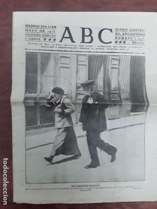 Coleccionismo de Revistas y Peri&oacute;dicos: ABC 30 DE MAYO 1913 NUMERO 2906 .PORTADA DEL PROCESO TRAGICO