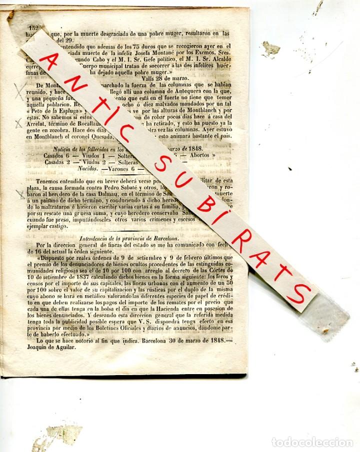 Coleccionismo de Revistas y Peri&oacute;dicos: DIARIO DE BARCELONA A&Ntilde;O 1848 SEGUNDA GUERRA CARLISTA MONTBLANC ANTEQUERA ARRELAT ROCALLAURE