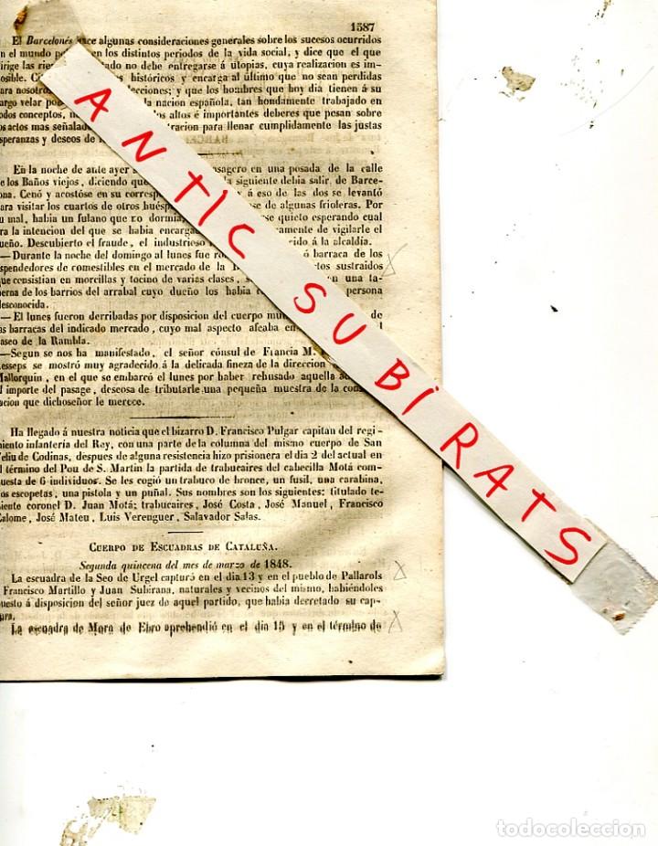 Coleccionismo de Revistas y Peri&oacute;dicos: DIARIO DE BARCELONA A&Ntilde;O 1848 MOSSOS PALLAROLS MORA D' EBRE CUNIT CALAFELL SALDET CAROS VILALLONGA