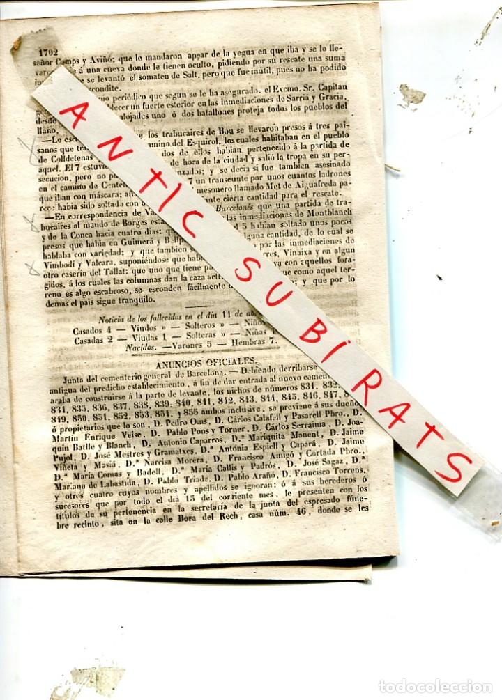 Coleccionismo de Revistas y Peri&oacute;dicos: DIARIO BARCELONA A&Ntilde;O 1848 SEGUNDA GUERRA CARLISTA BORGES MONTBLANC CONCA GUIMERA BELLPUIG VIMBODI
