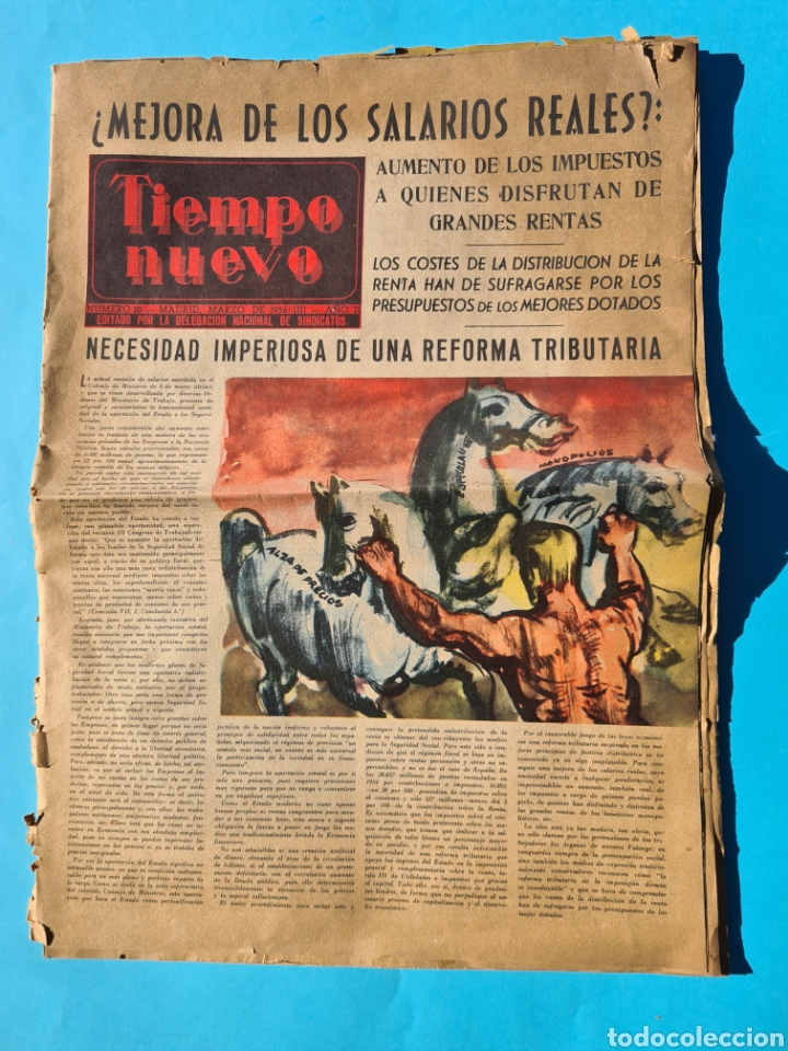 Collectionnisme de Revues et Journaux: TIEMPO NUEVO - N&ordm; 10 MARZO 1956 - SINDICATOS, ECONOMIA, NOTICIAS, INTERESANTES FOTOGRAFIAS DE EPOCA