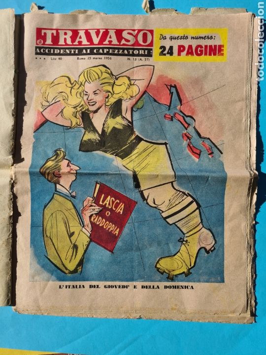 Collectionnisme de Revues et Journaux: ITALIA - TRAVASO - N&ordm; 13 - 25 MARZO 1956 - PERIODICO REVISTA SATIRICA ITALIANA - PLITICA ACTUALIDAD