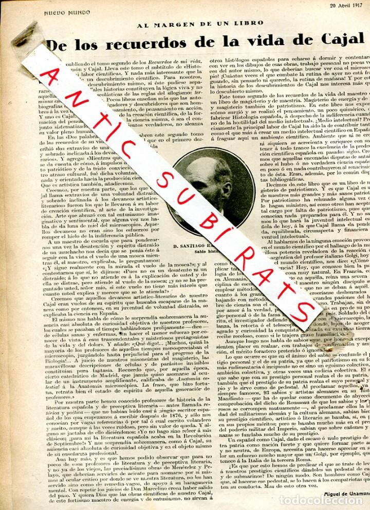 Coleccionismo de Revistas y Peri&oacute;dicos: REVISTA A&Ntilde;O 1917 SANTIAGO RAMON Y CAJAL SALVADOR GINER MANUEL PENELLA MENU DE CAMPUA ARNICHES GAONA
