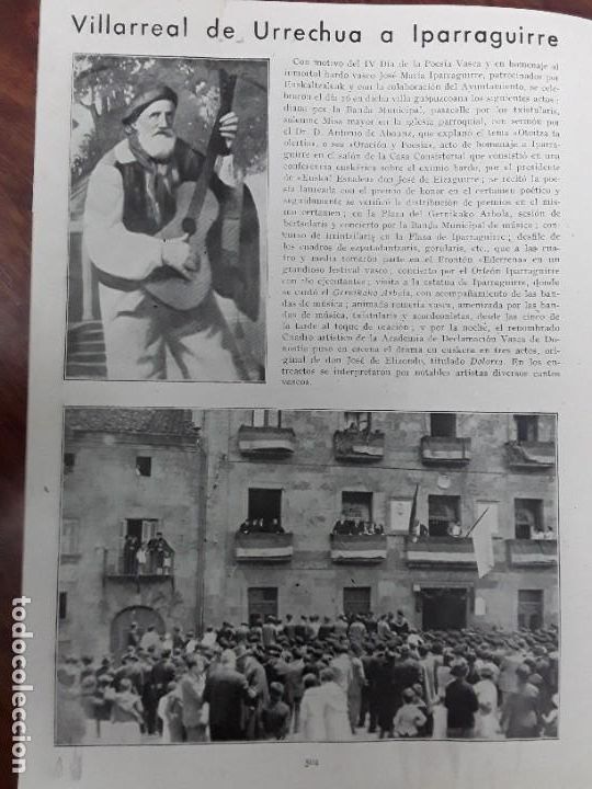 Collection Magazines and Newspapers: VILLARREAL DE URRECHUA A IPARRAGUIRRE IV DIA POESIA VASCA BARDO VASCO HOJA REVISTA A&Ntilde;O 1933