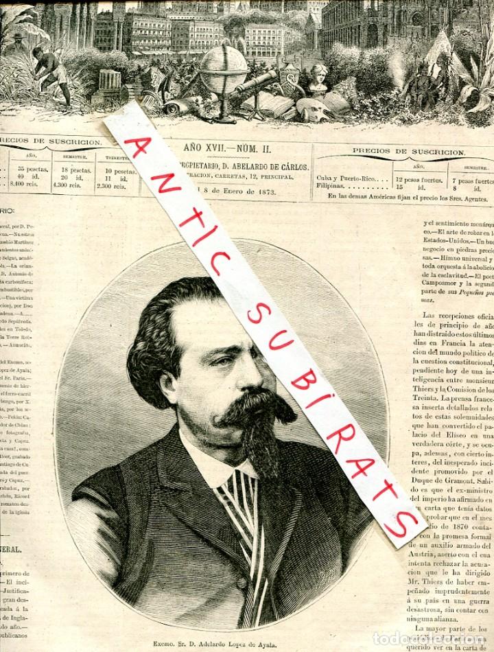 Collectionnisme de Revues et Journaux: REVISTA A&Ntilde;O 1873 ADELARDO LOPEZ DE AYALA PUENTE DE HIERRO HAMBURGO ICOTA DEL PUEBLO OCA&Ntilde;A TOLEDO