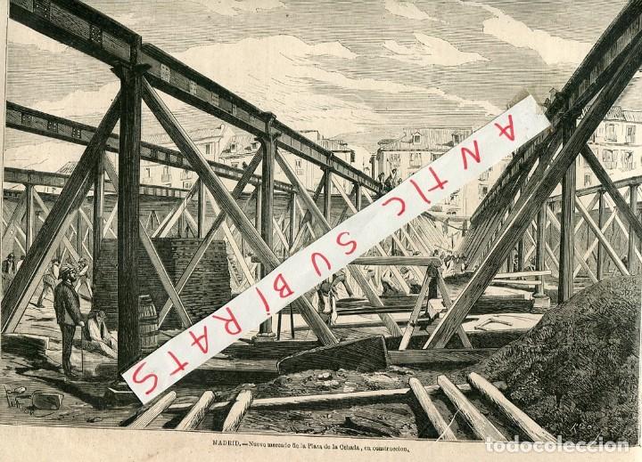 Coleccionismo de Revistas y Peri&oacute;dicos: REVISTA A&Ntilde;O 1873 MERCADO DE LA PLAZA DE LA CEBADA DE MADRID MEDALLAS CONMEMORATIVAS DEL QUIJOTE