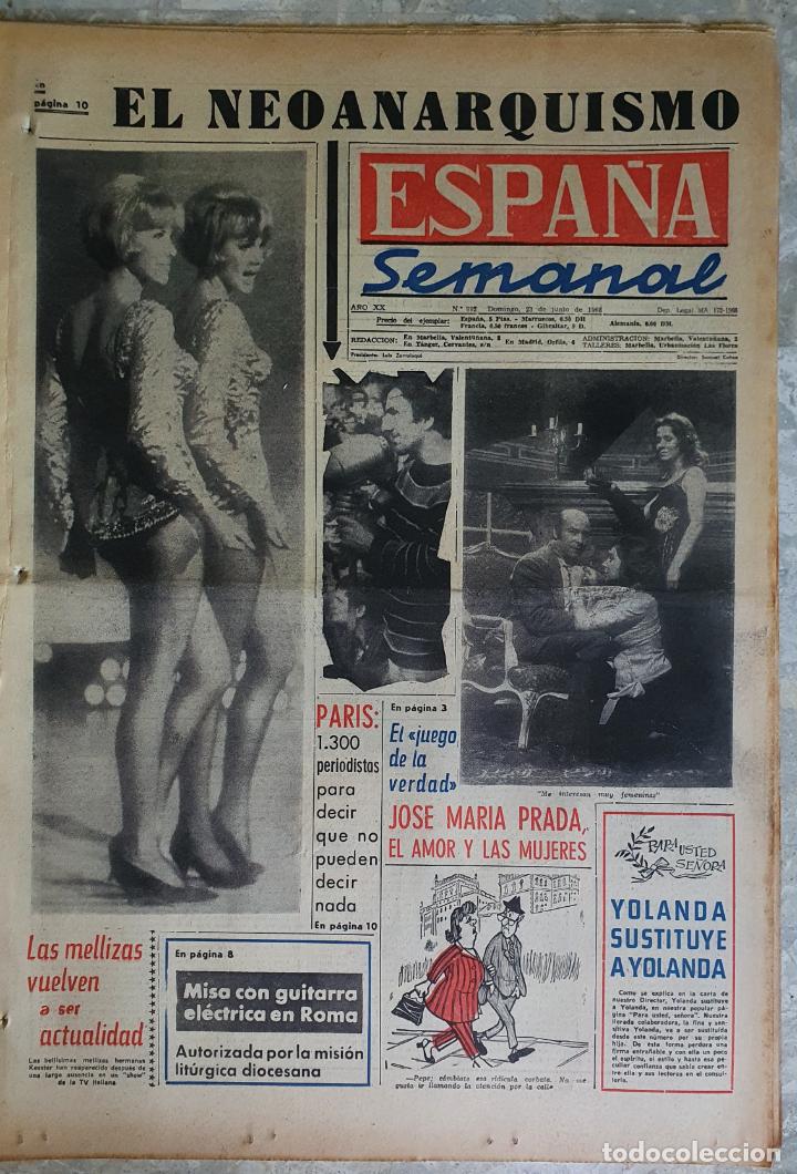 Collezionismo di Riviste e Giornali: PERIODICO ESPA&Ntilde;A SEMANAL 1968 LAS MELLIZAS HERMANAS KESSLER - KARINA - INGRID PITT - RITA MORENO