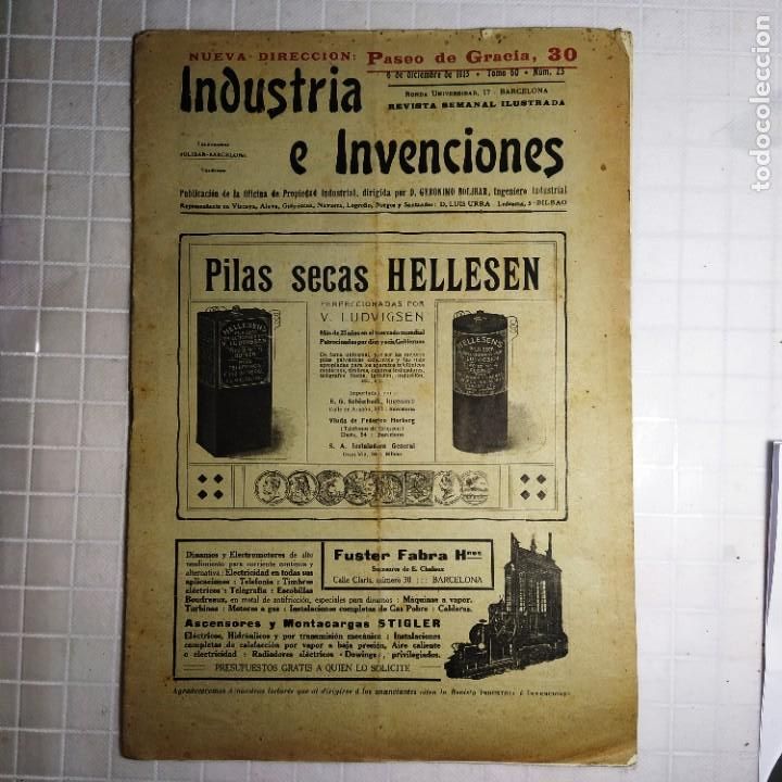 Coleccionismo de Revistas y Peri&oacute;dicos: 1913 &rdquo;INDUSTRIA E INVENCIONES&rdquo; N&ordm; 23 - Semanal Ilustrada - Publicaci&oacute;n Oficina Propiedad Industrial