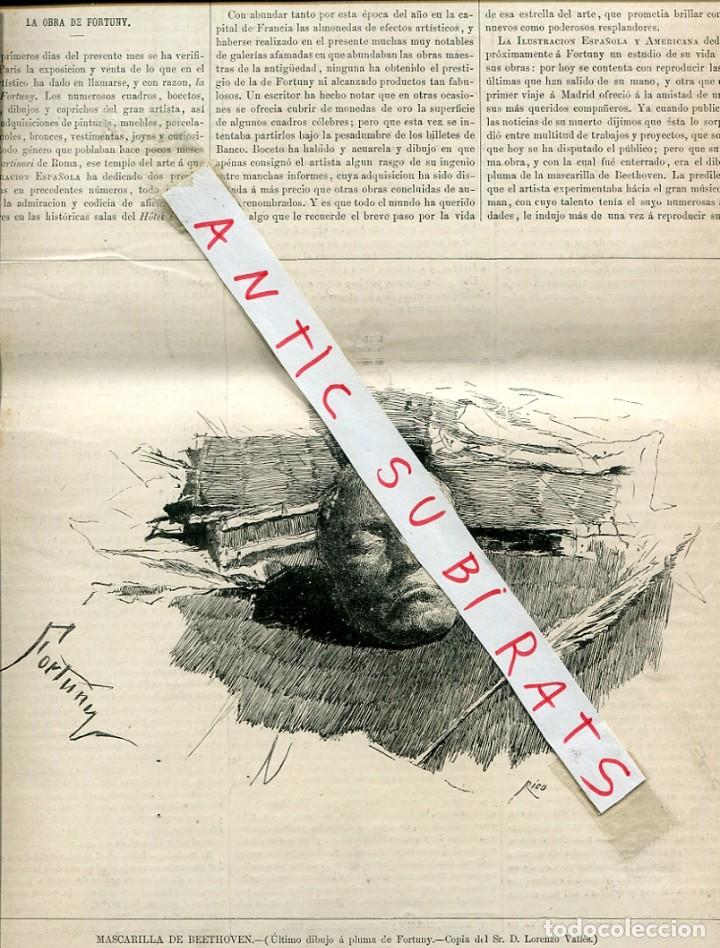 Coleccionismo de Revistas y Peri&oacute;dicos: REVISTA A&Ntilde;O 1875 PINTOR MARIANO FORTUNY ULTIMAS OBRAS BEETHOVEN RETRATO DE SU ESPOSA