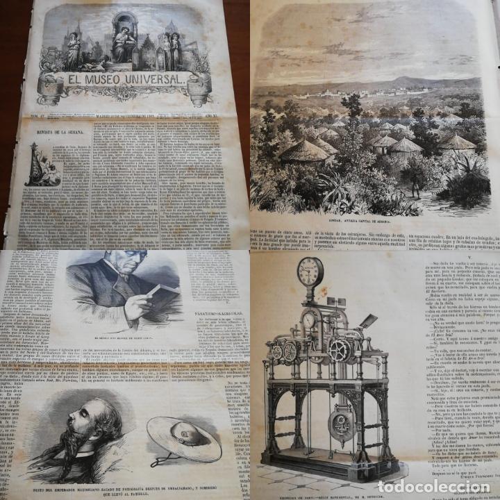 Sammeln von Zeitschriften und Zeitungen: EL MUSEO UNIVERSAL: 1867 A&ntilde;o XI, N&ordm;47; Grabados: Gondar Etiop&iacute;a, Manuel Hoyos Lim&oacute;n, Busto de Maximi