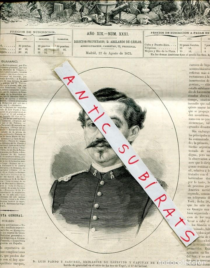 Collezionismo di Riviste e Giornali: REVISTA A&Ntilde;O 1875 TERCERA GUERRA CARLISTA SEU URGEL SEU D' URGELL CIRAUQUI CARRASCAL OTEIZA PERULA